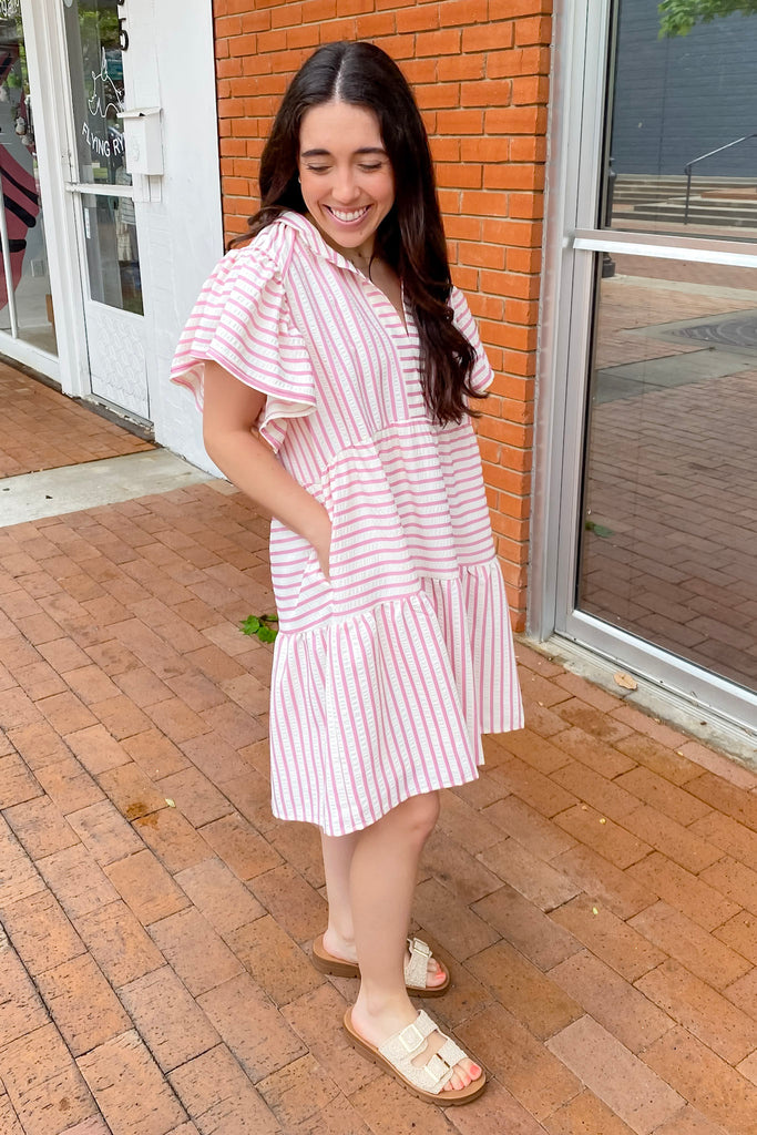 Fade Into Me Striped Rose Dress - Lyla's: Clothing, Decor & More - Plano Boutique