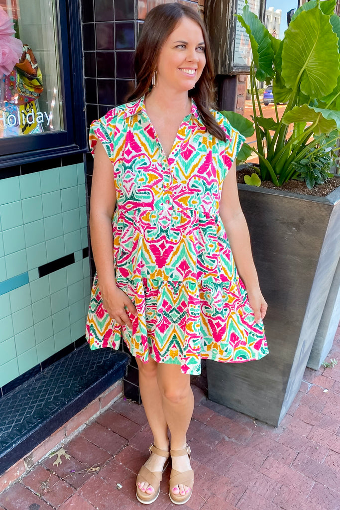 Walk Through Fire For You Hot Pink Print Dress - Lyla's: Clothing, Decor & More - Plano Boutique