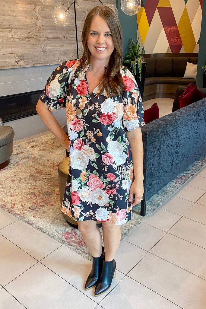 Big Touch of Florals Black Dress - Lyla's: Clothing, Decor & More - Plano Boutique