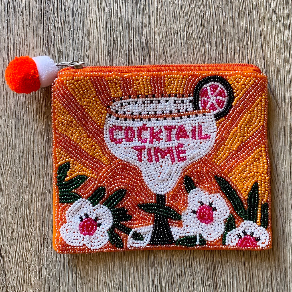 Cocktail Time Beaded Coin Purse - Lyla's: Clothing, Decor & More - Plano Boutique