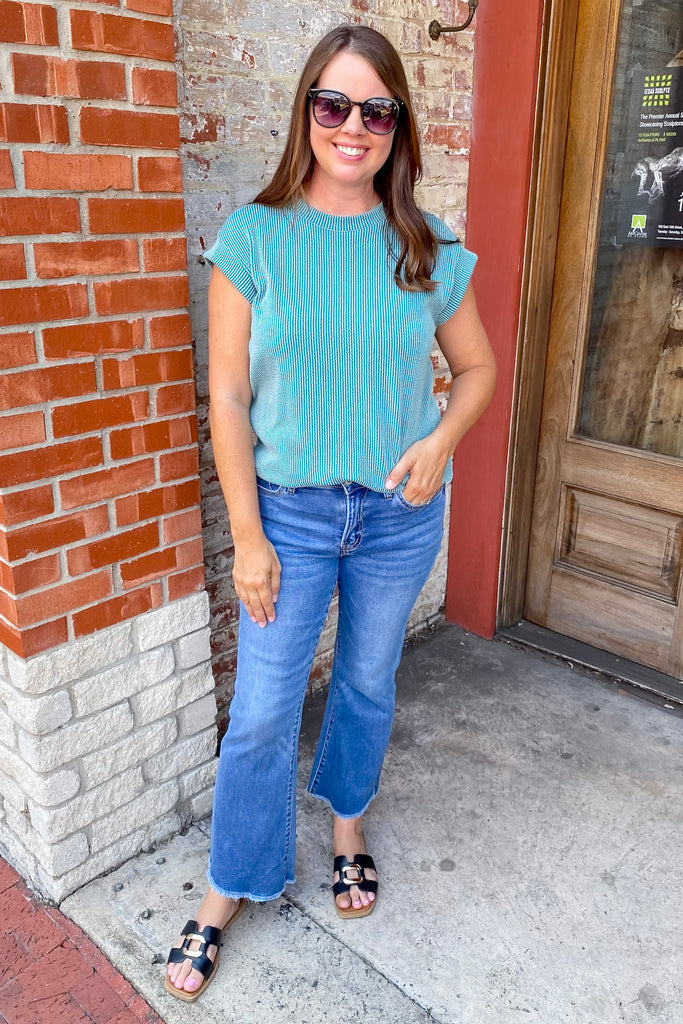 A Lylas Favorite Seafoam Ribbed Top - Lyla's: Clothing, Decor & More - Plano Boutique