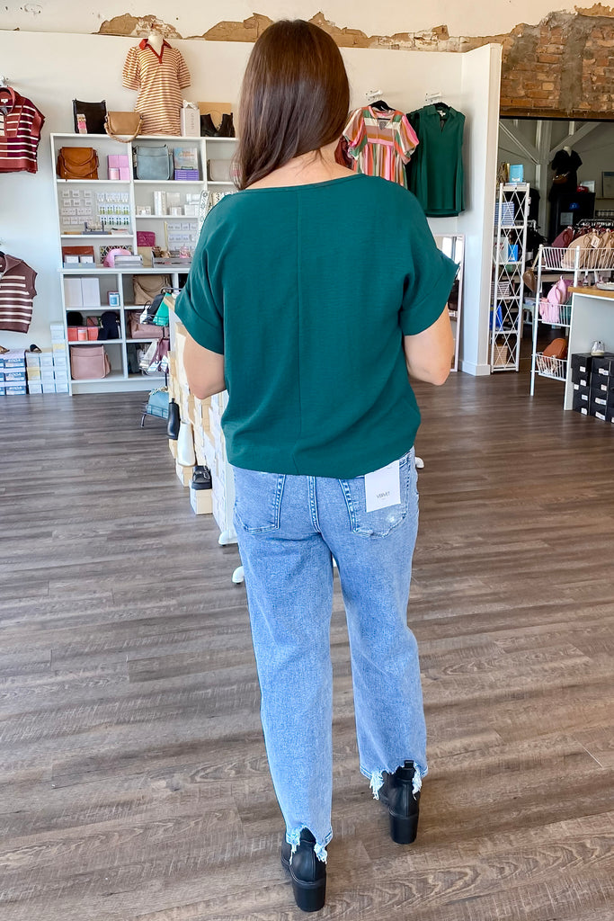Scooped Up Hunter Green Top - Lyla's: Clothing, Decor & More - Plano Boutique
