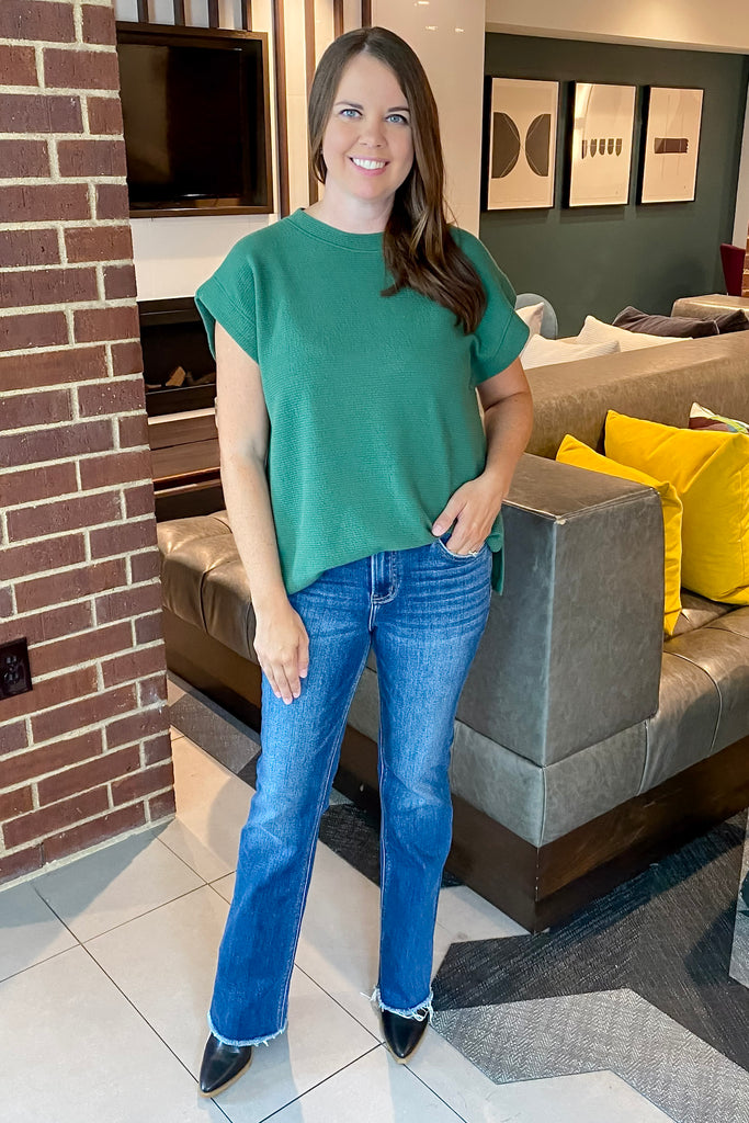 Medium Dark Denim High Rise Bootcut Jeans by Lovervet - Lyla's: Clothing, Decor & More - Plano Boutique