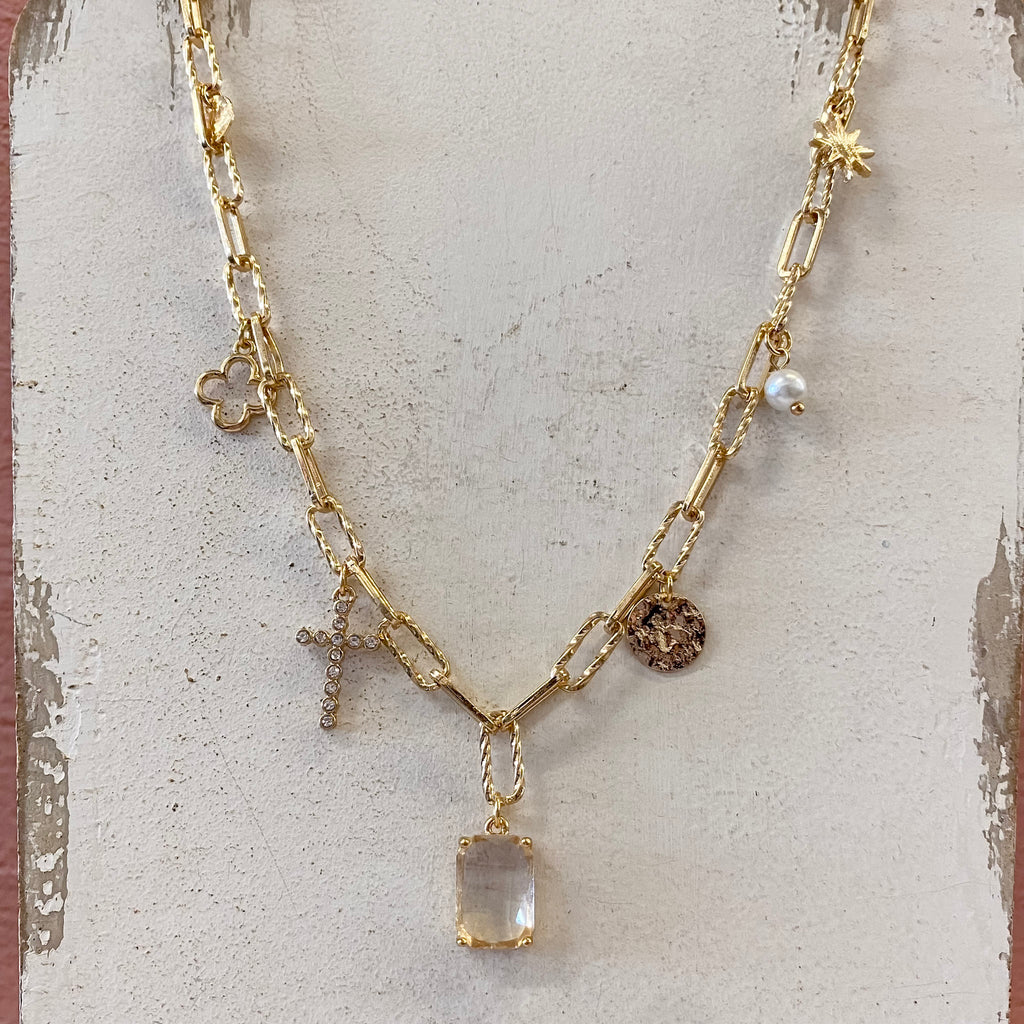 Gold Chain With Charms 16"-18" Necklace - Lyla's: Clothing, Decor & More - Plano Boutique