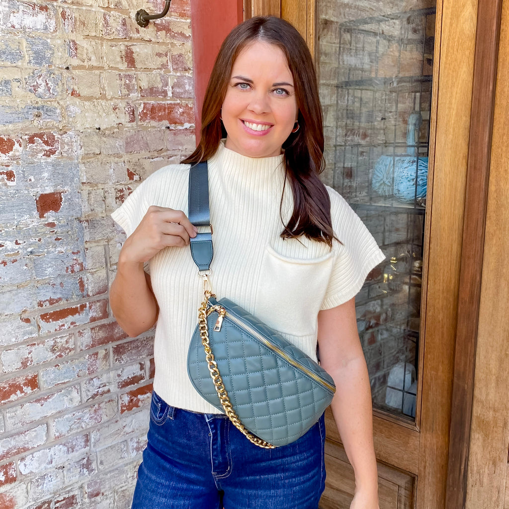 Jen & Co Sylvie Vegan Quilted Belt Bag in Vintage Green - Lyla's: Clothing, Decor & More - Plano Boutique