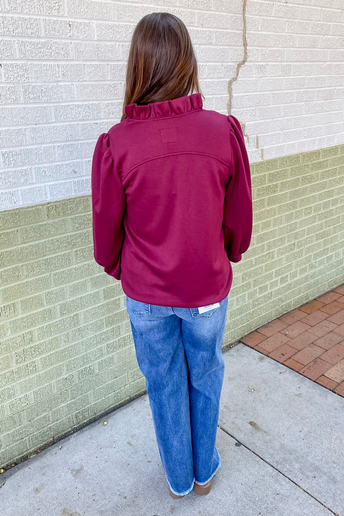 Midnight Dreams Burgundy Ruffle Top - Lyla's: Clothing, Decor & More - Plano Boutique