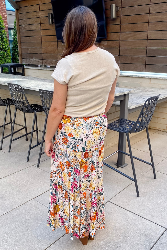 Checking In Ivory Floral Print Midi Skirt - Lyla's: Clothing, Decor & More - Plano Boutique