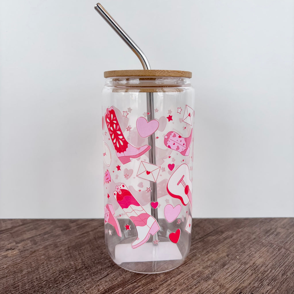Howdy Cowgirl Western Glass Can - Lyla's: Clothing, Decor & More - Plano Boutique