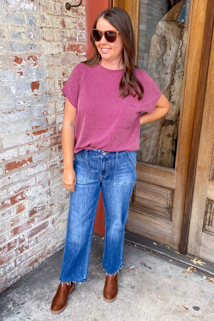 Superb High Rise Crop Utility Straight Denim Jeans by Lovervet - Lyla's: Clothing, Decor & More - Plano Boutique