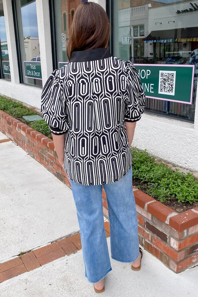 Adventure Awaits Black Geo Print Top - Lyla's: Clothing, Decor & More - Plano Boutique