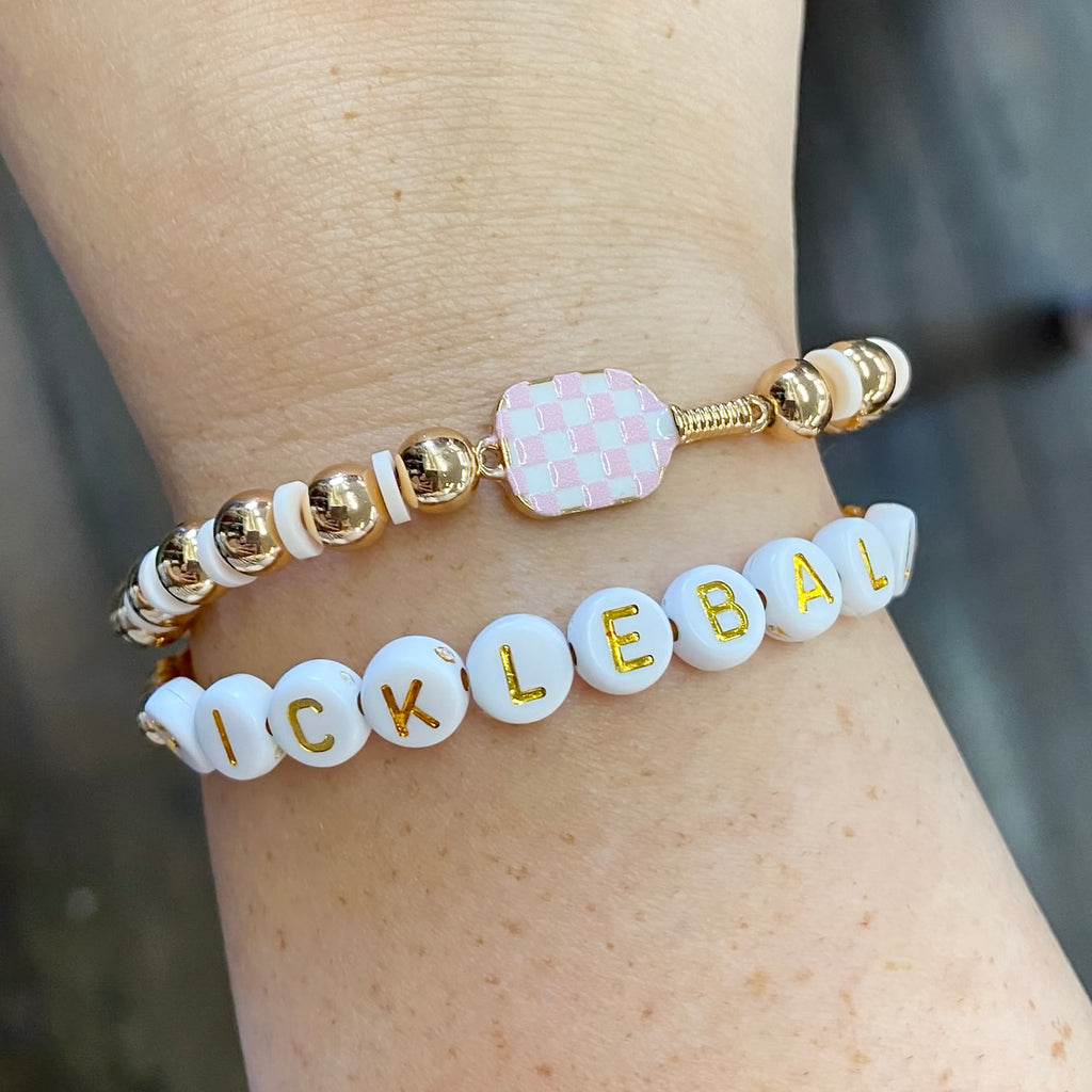 Pink Pickleball Paddles Duo Bracelets - Lyla's: Clothing, Decor & More - Plano Boutique