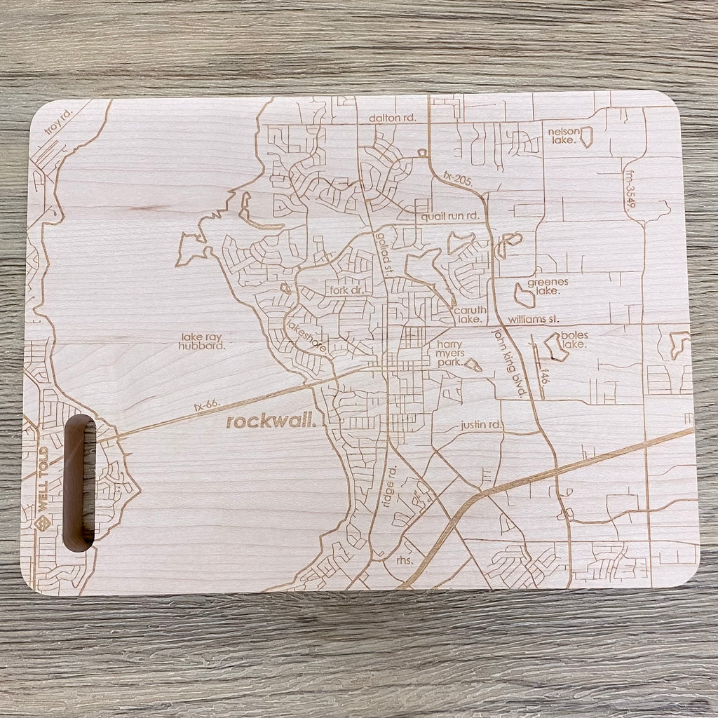 Rockwall Texas Maple Bar Board - Lyla's: Clothing, Decor & More - Plano Boutique