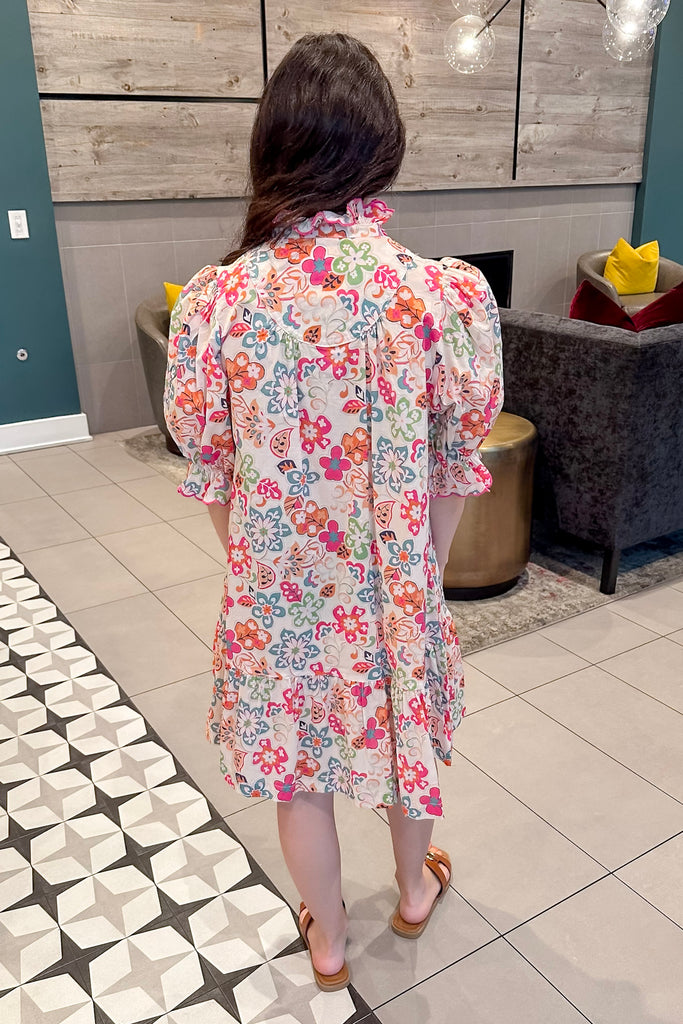 Vivid Bliss Floral Print Cream Dress - Lyla's: Clothing, Decor & More - Plano Boutique