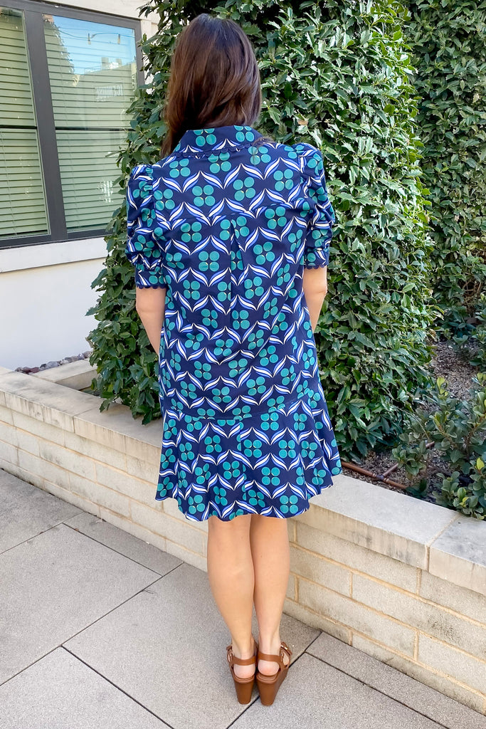 Take Me With You Geometric Print Navy Dress - Lyla's: Clothing, Decor & More - Plano Boutique
