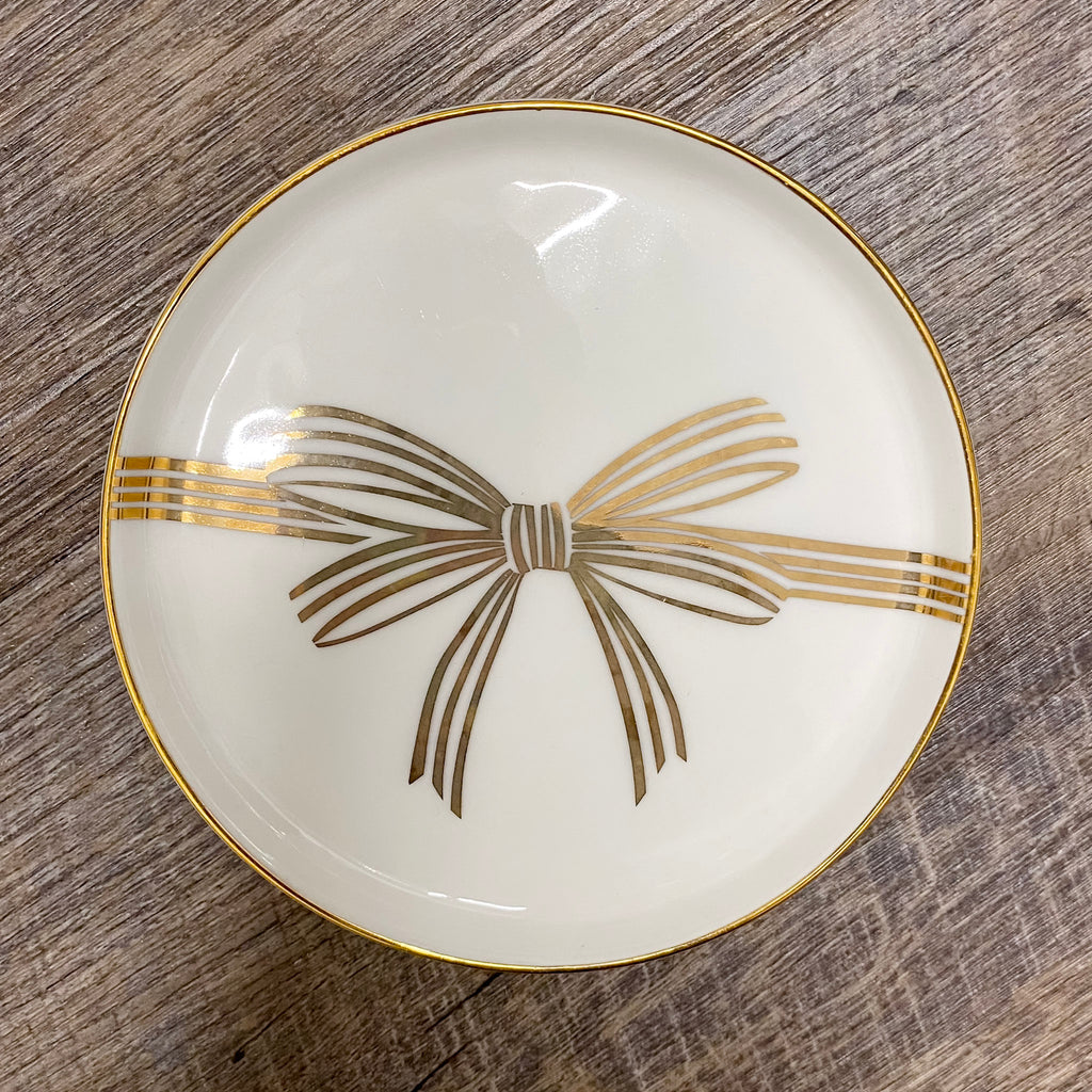 Gold Bow Trinket Tray - Lyla's: Clothing, Decor & More - Plano Boutique