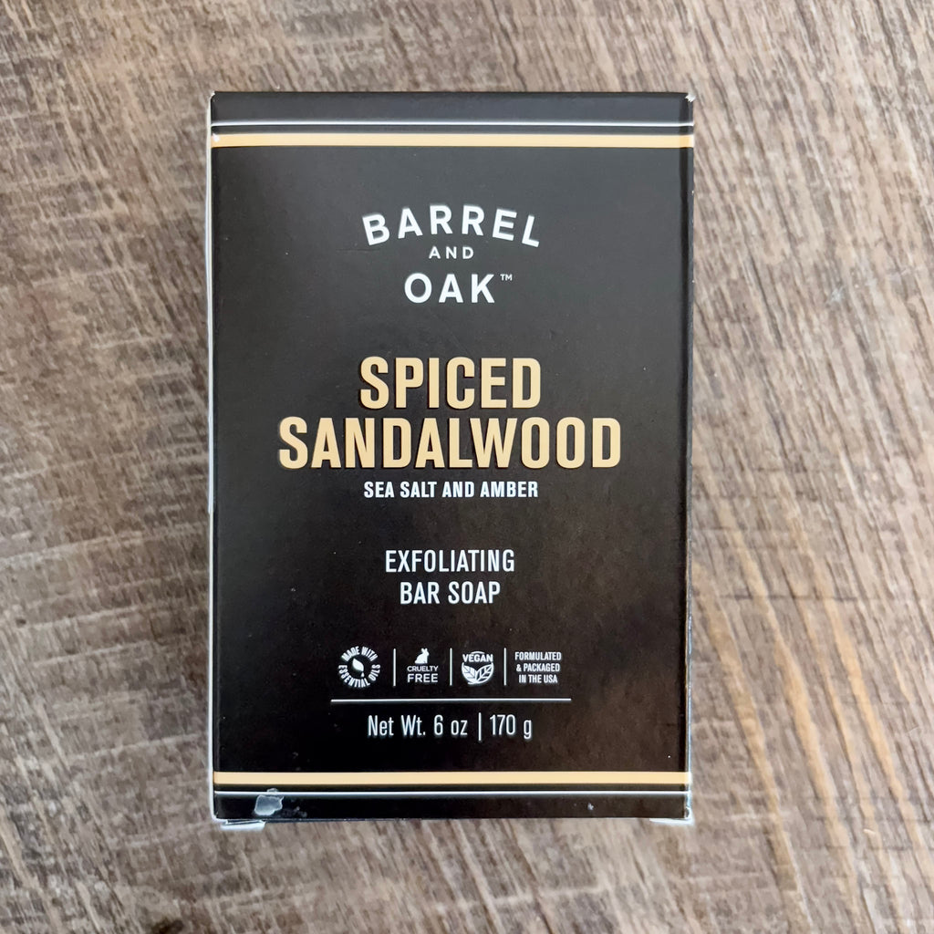 Barrel and Oak Exfoliating Bar Soap - Spiced Sandalwood - Lyla's: Clothing, Decor & More - Plano Boutique