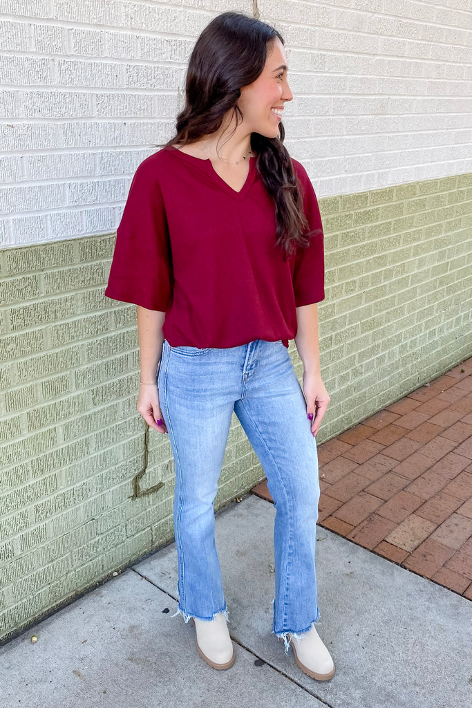 Set The Tone Wine Top - Lyla's: Clothing, Decor & More - Plano Boutique