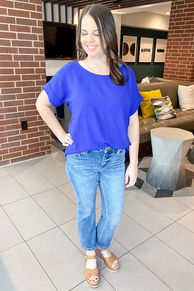 Scooped Up Royal Blue Top - Lyla's: Clothing, Decor & More - Plano Boutique