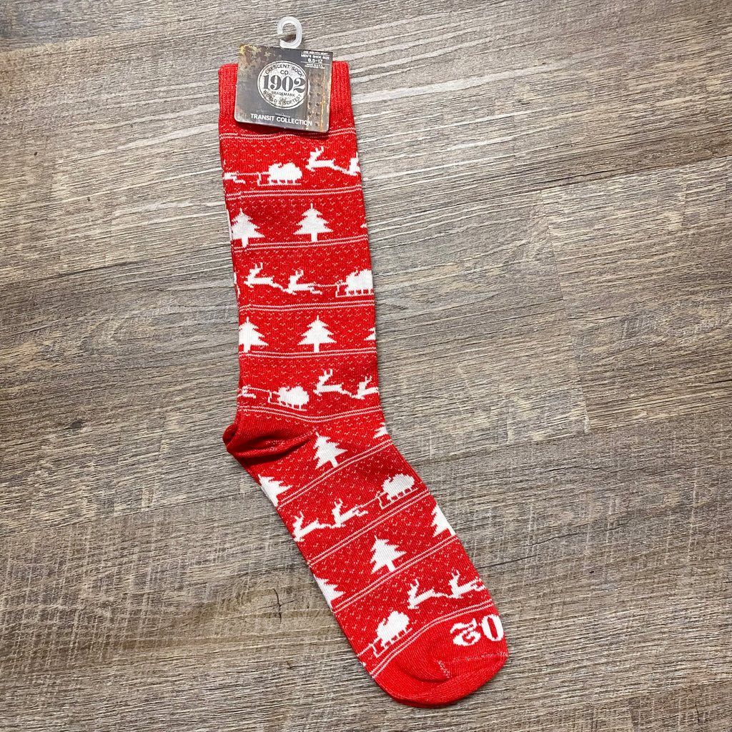1902 Holiday Transit Crew Mens Socks - Lyla's: Clothing, Decor & More - Plano Boutique