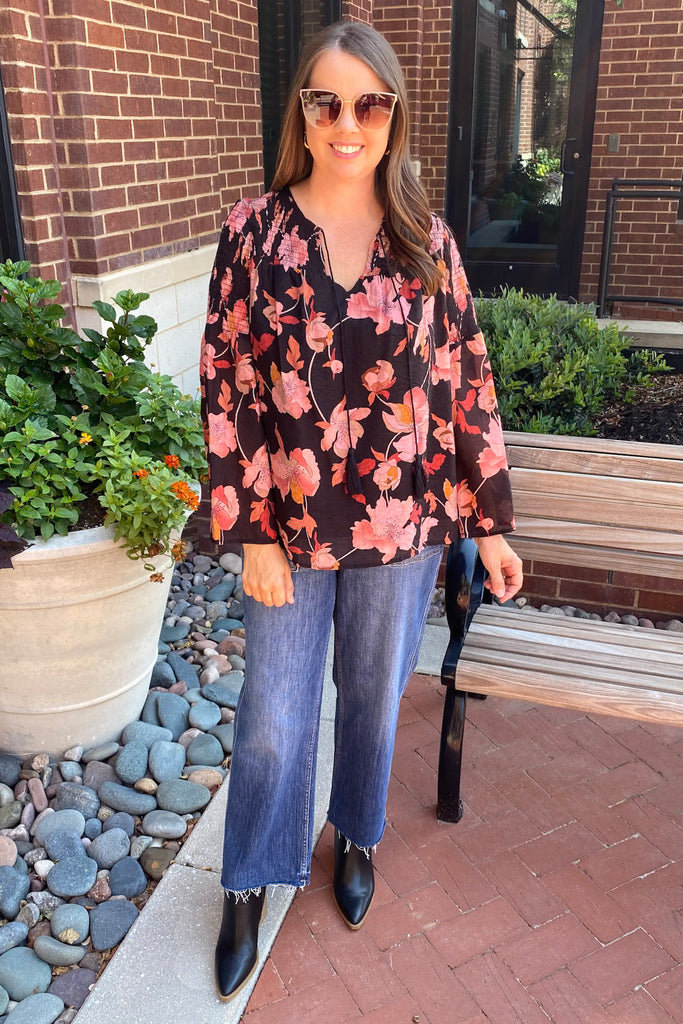 A Top To Impress Black Floral Top - Lyla's: Clothing, Decor & More - Plano Boutique
