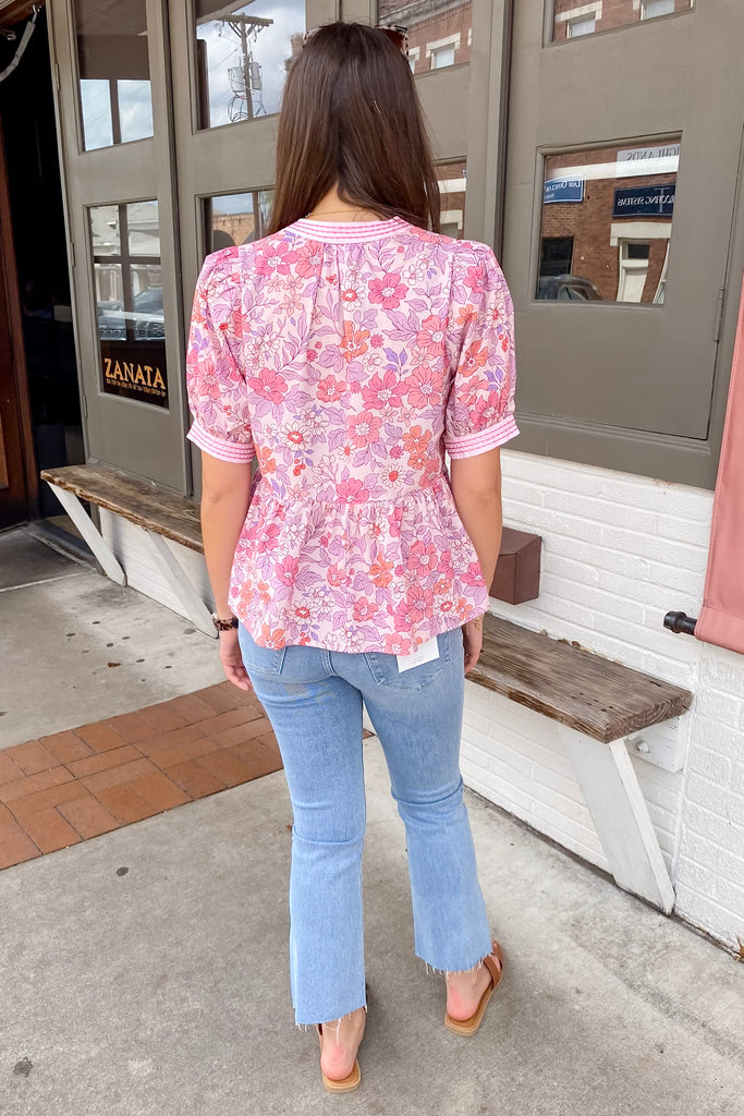 Convince Me Floral Print Pink Top - Lyla's: Clothing, Decor & More - Plano Boutique