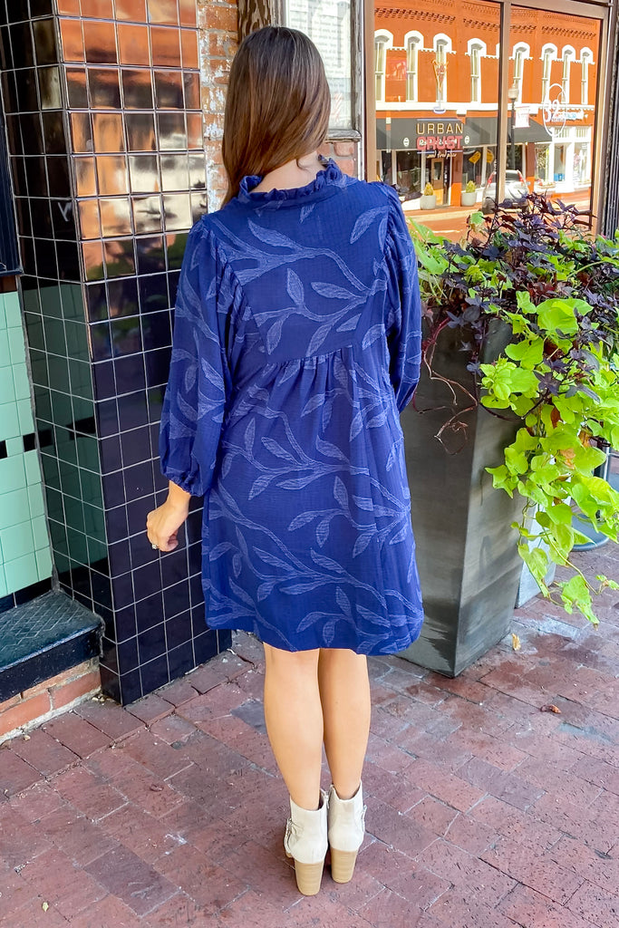 Autumn Spice Textured Navy Dress - Lyla's: Clothing, Decor & More - Plano Boutique