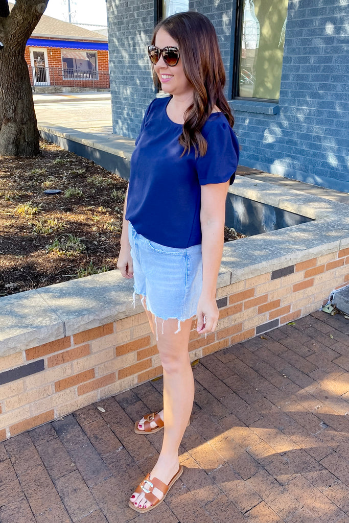 Rebecca Tana River High Rise Denim Shorts by Vervet - Lyla's: Clothing, Decor & More - Plano Boutique