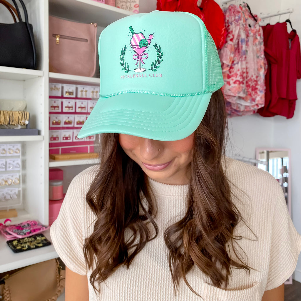 Pickleball Club Martini Seafoam Foam Trucker Hat - Lyla's: Clothing, Decor & More - Plano Boutique
