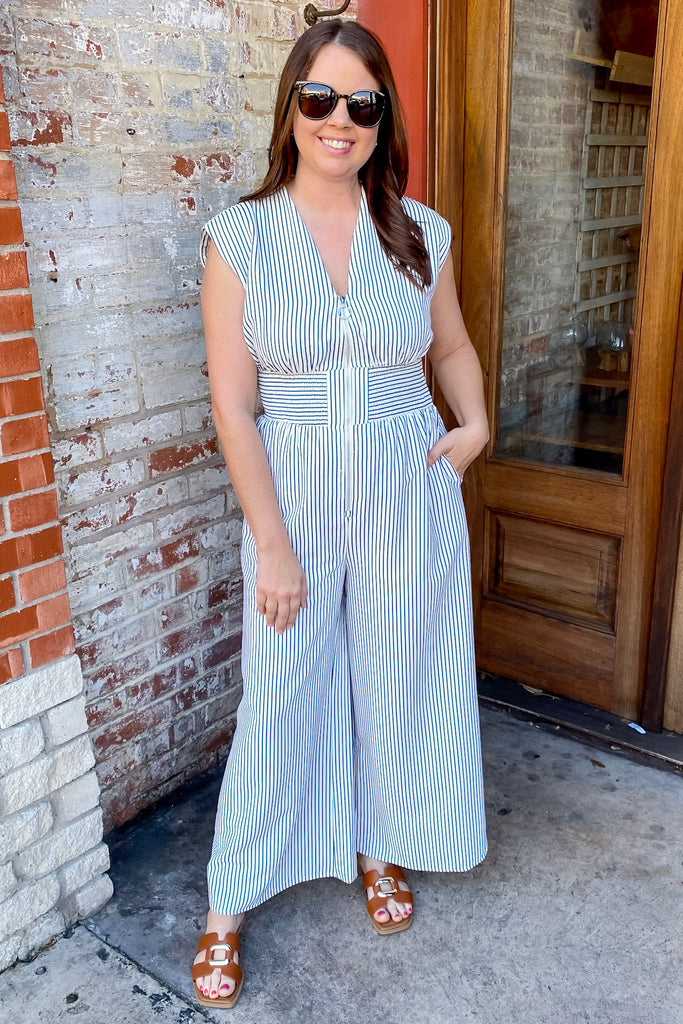See Me Go Striped Jumpsuit - Lyla's: Clothing, Decor & More - Plano Boutique