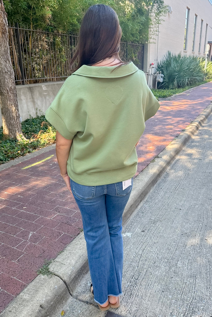 Easy Like That Tea Green Polo Top - Lyla's: Clothing, Decor & More - Plano Boutique