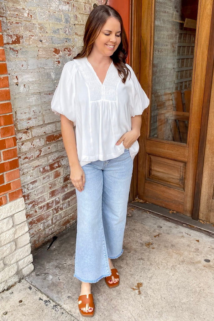 Serenity Smocked Off White Top - Lyla's: Clothing, Decor & More - Plano Boutique