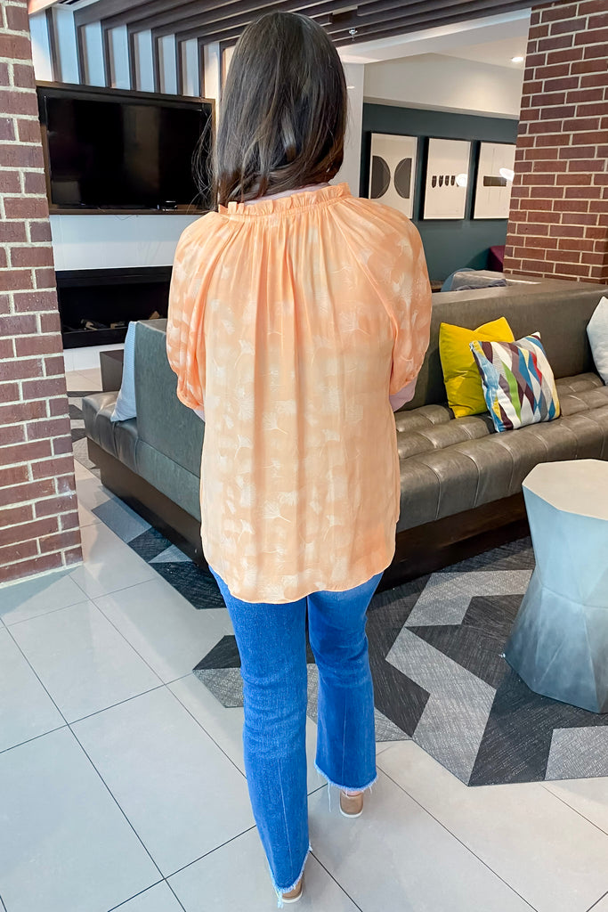 Orange Sherbet Ruffled Print Blouse - Lyla's: Clothing, Decor & More - Plano Boutique