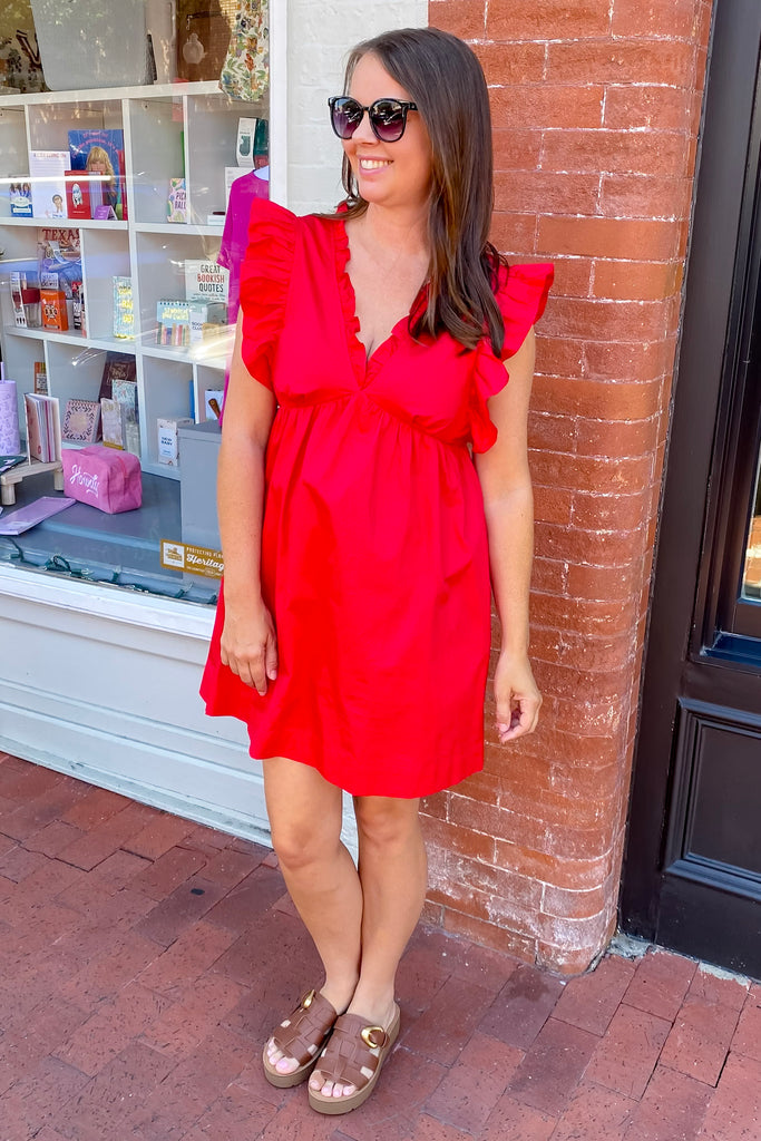 Fresh Air Ruffle Detail Red Dress - Lyla's: Clothing, Decor & More - Plano Boutique