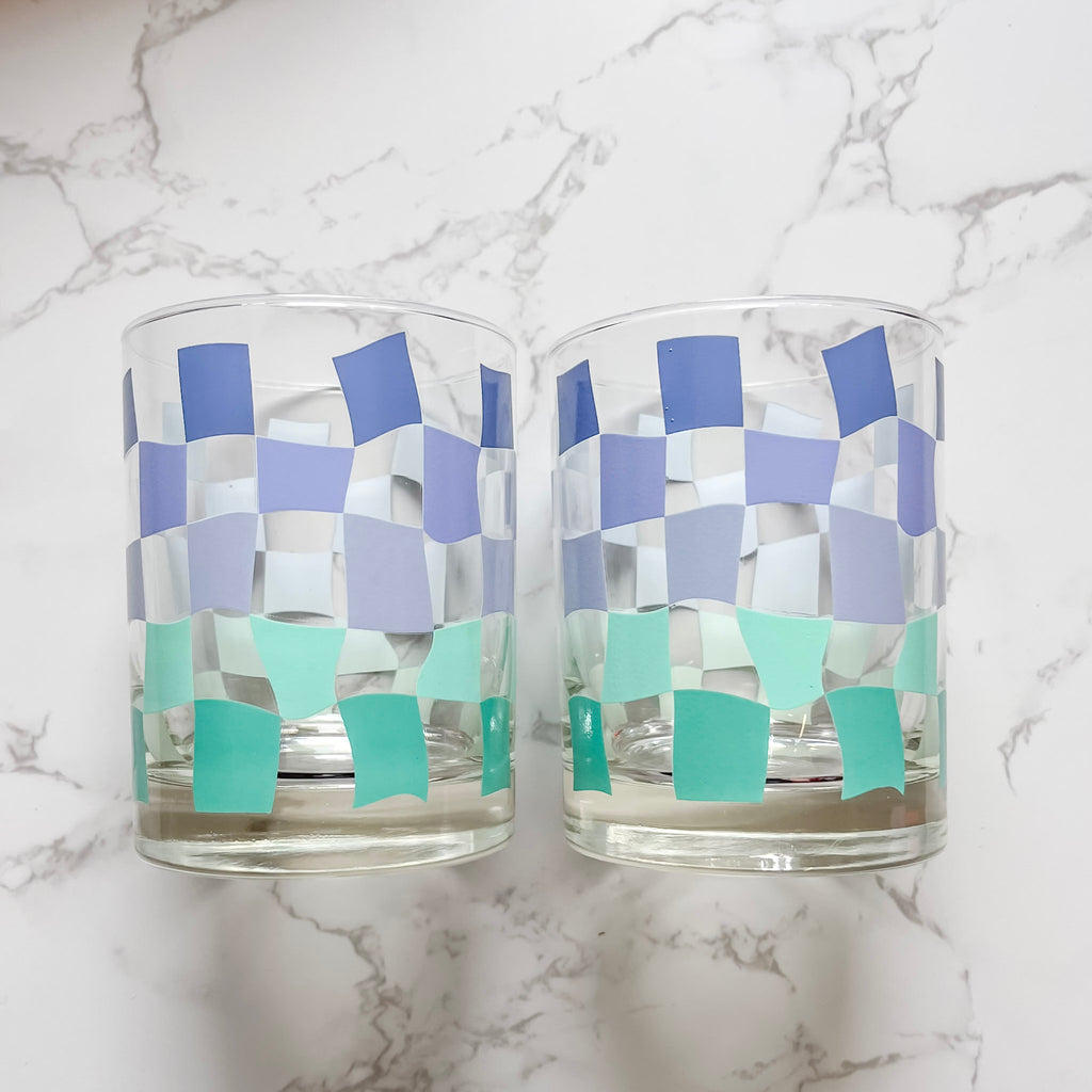 Peri Carnival Check Rocks Glass Set - Lyla's: Clothing, Decor & More - Plano Boutique