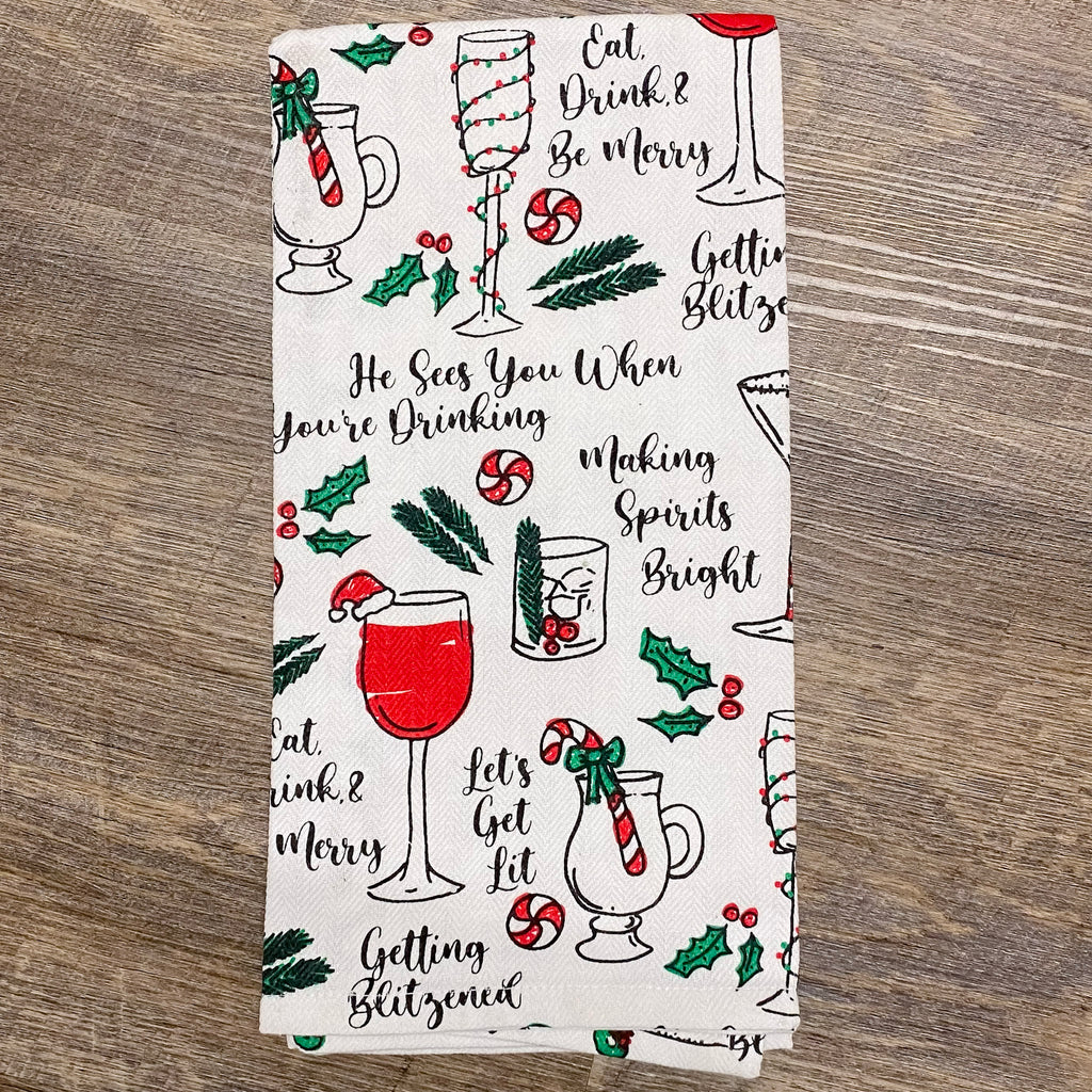 Be Merry Cocktails Hand Towel - Lyla's: Clothing, Decor & More - Plano Boutique