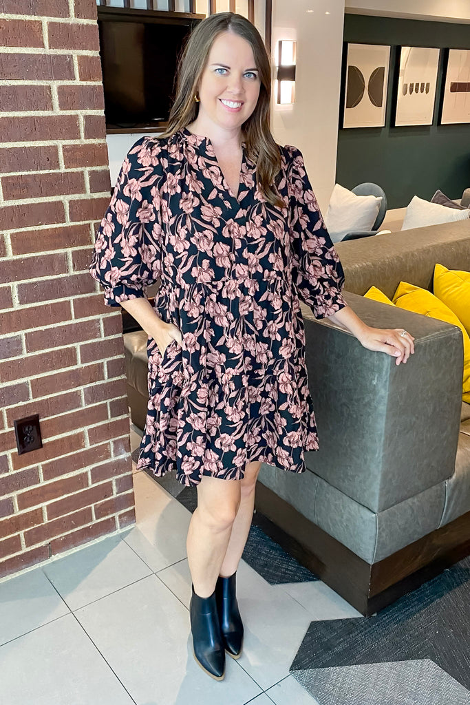 Don't Mind Me Black Floral Print Dress - Lyla's: Clothing, Decor & More - Plano Boutique