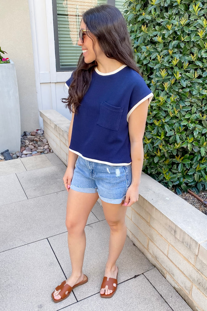 Brooklyn In The Summer Navy Top - Lyla's: Clothing, Decor & More - Plano Boutique