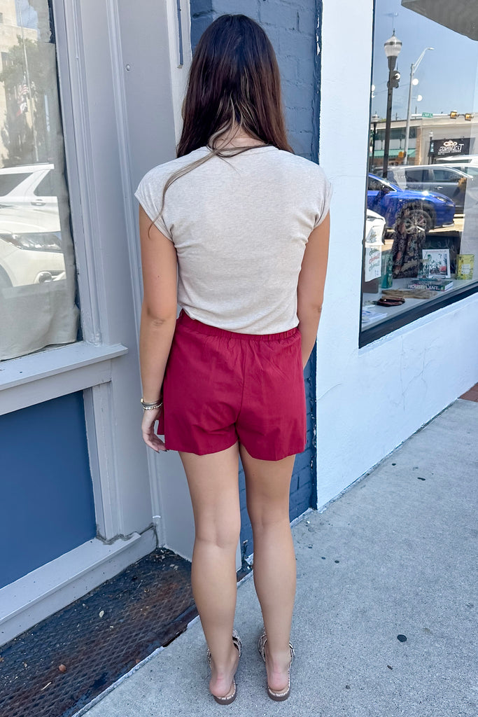 Oh Pretty Thing Deep Red Wrap Skort - Lyla's: Clothing, Decor & More - Plano Boutique