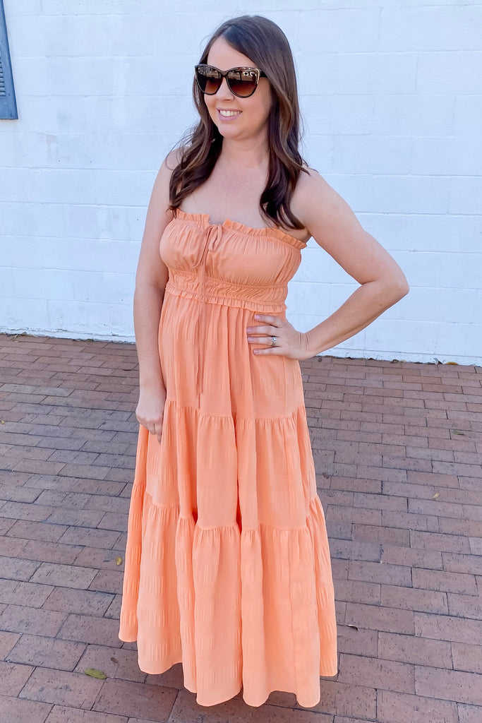 One Last Time Apricot Maxi Dress - Lyla's: Clothing, Decor & More - Plano Boutique