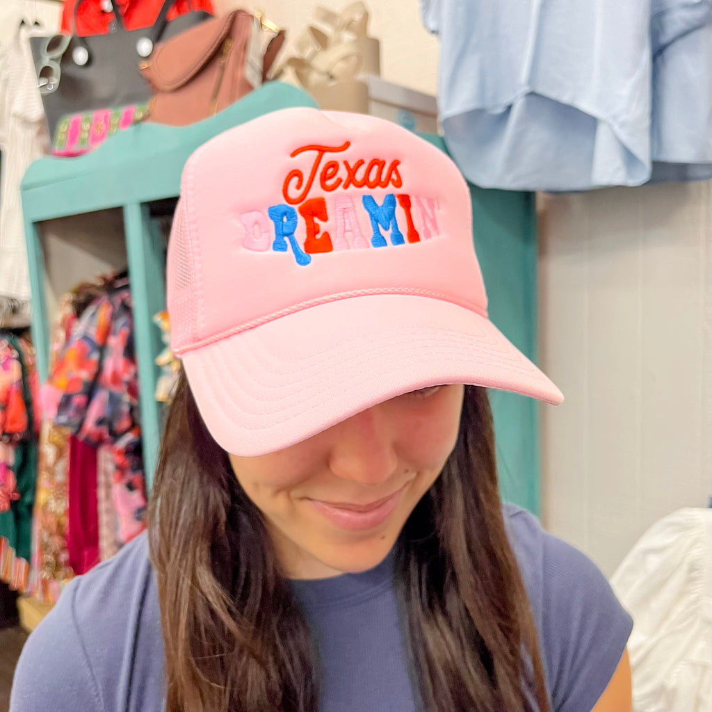 Texas Dreamin' Foam Light Pink Trucker Hat - Lyla's: Clothing, Decor & More - Plano Boutique