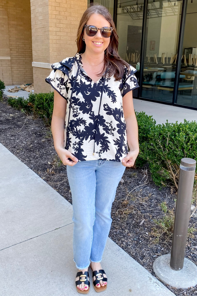 Crashing the Day Floral Print Black Top - Lyla's: Clothing, Decor & More - Plano Boutique