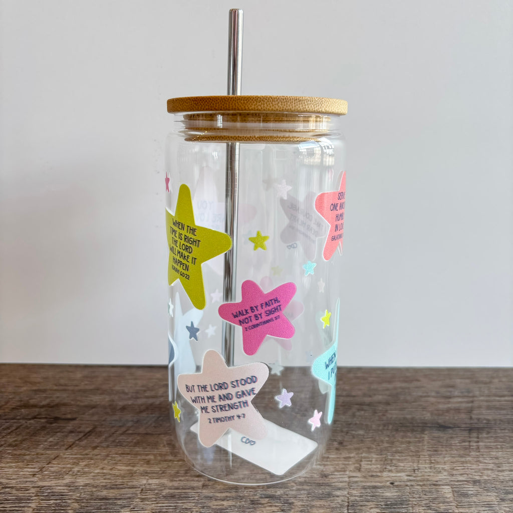 Bible Verse Glass Can by Callie Danielle - Lyla's: Clothing, Decor & More - Plano Boutique