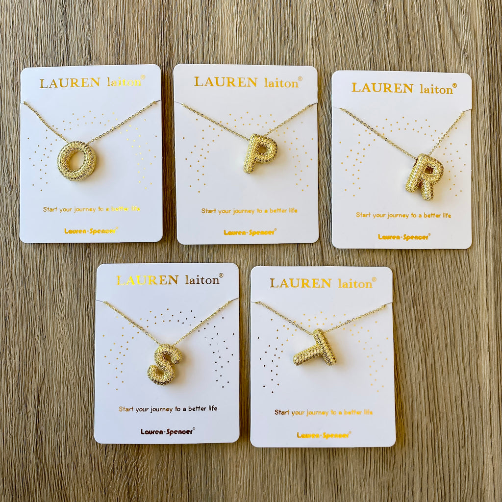 Sparkle Bubble Letter Gold Necklace - Lyla's: Clothing, Decor & More - Plano Boutique