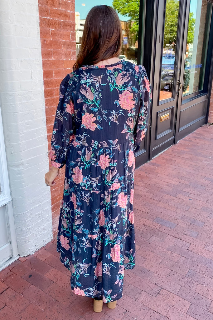 In My Heart Floral Print Black Midi Dress - Lyla's: Clothing, Decor & More - Plano Boutique
