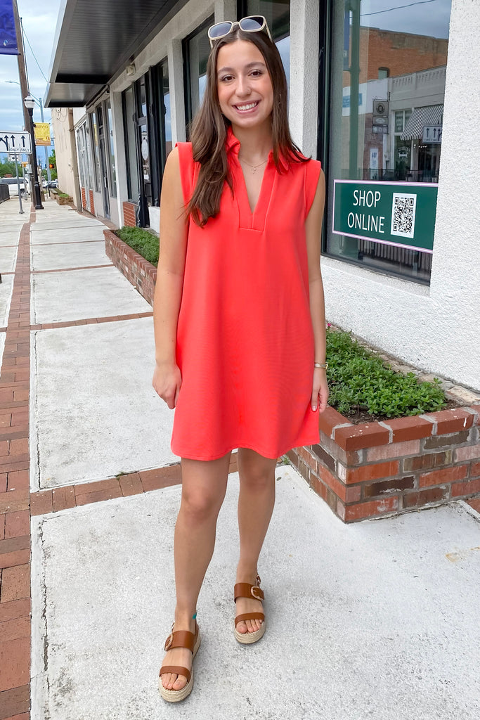 Spicy and Cute Orange Red Dress - Lyla's: Clothing, Decor & More - Plano Boutique
