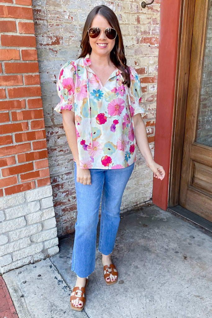 Out of Bloom Floral Print Berry Top - Lyla's: Clothing, Decor & More - Plano Boutique