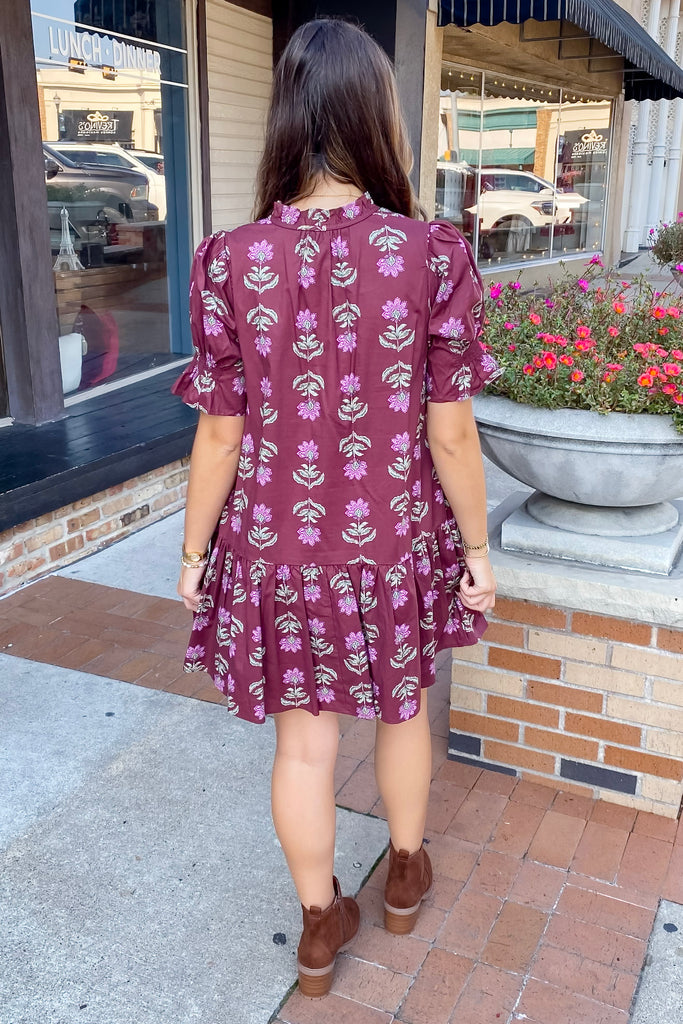 Call My Name Floral Print Burgundy Dress - Lyla's: Clothing, Decor & More - Plano Boutique