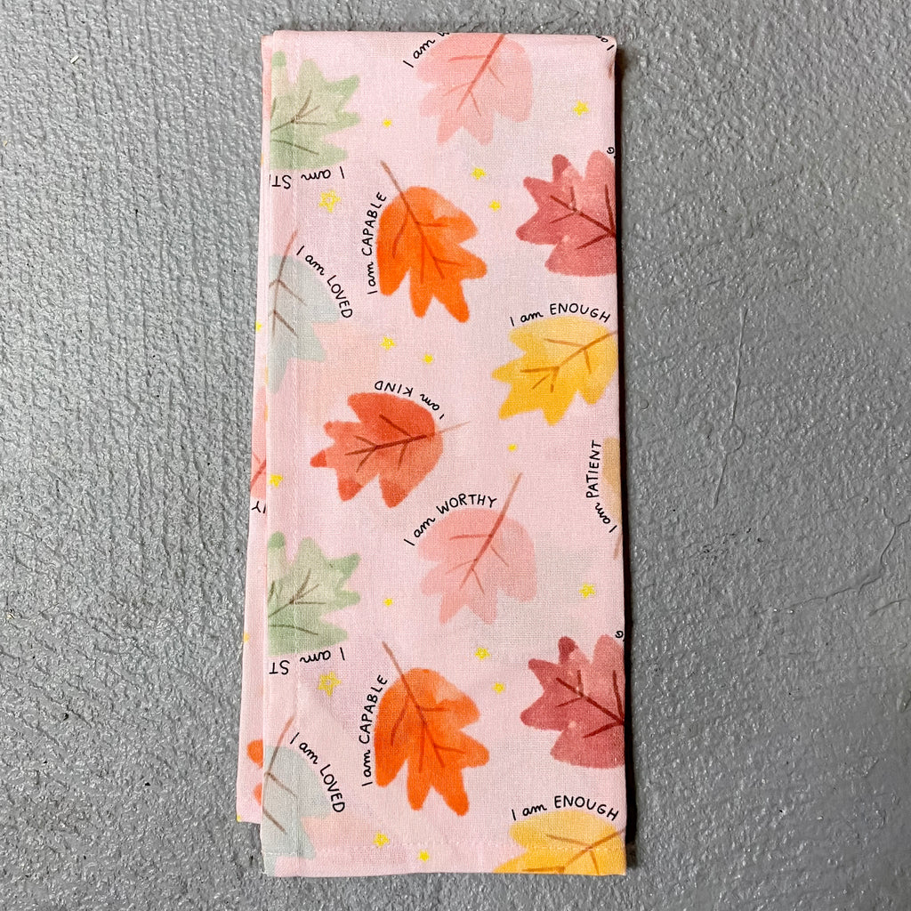 Autumn Leaves Affirmations Tea Towel - Lyla's: Clothing, Decor & More - Plano Boutique