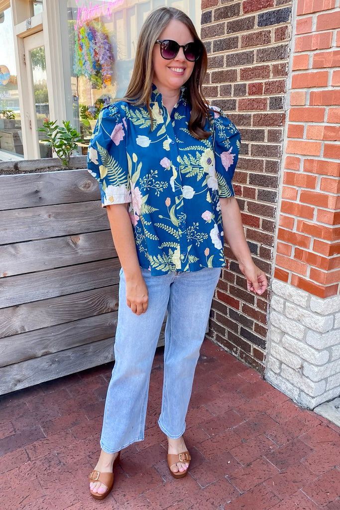 Sweetly Known Floral Print Teal Top - Lyla's: Clothing, Decor & More - Plano Boutique