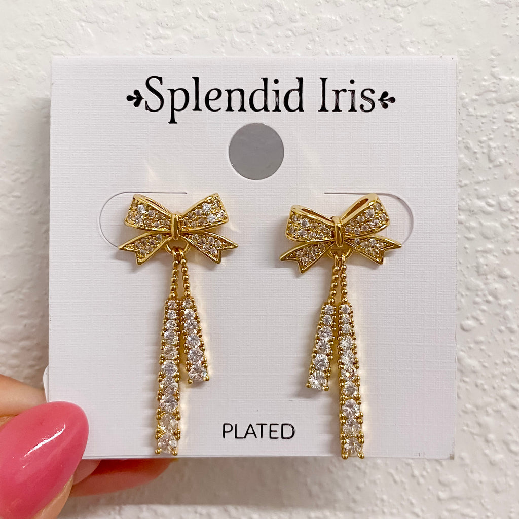 Hello Beautiful, Long Bow Earrings - Lyla's: Clothing, Decor & More - Plano Boutique